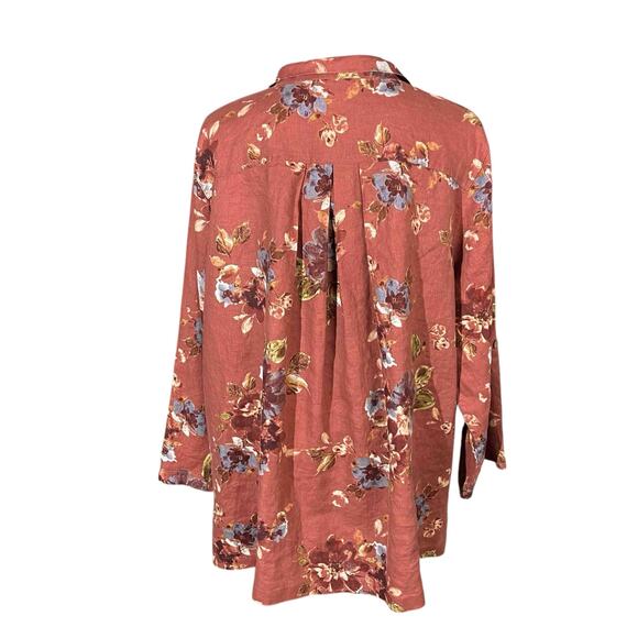 John Mark Tunic Style Rust Floral Button Front Shirt Size 2X - Picture 5 of 12